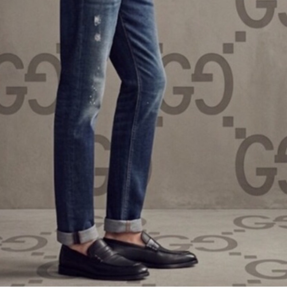 Authentic Gucci luxury designer mens signature black leather designer loafers 13